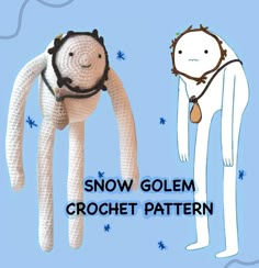 a crochet pattern for a snow golem and a man with a beard