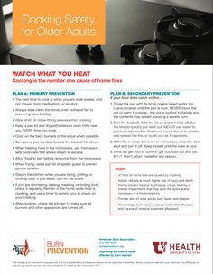 Adults 65+ are at much higher risk of injury and death from a kitchen fire due to physical, visual, hearing, or mental impairments. Watch what you heat. Follow these prevention steps. Burn Care, Burn Injury, Ethical Issues, Annual Meeting, Wide Awake, High Risk, Safety Tips, A Kitchen, Case Study