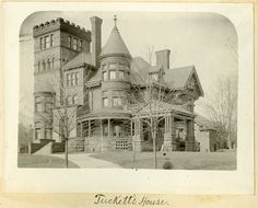 an old photo of a victorian house in black and white