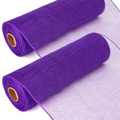 two rolls of purple mesh on white background