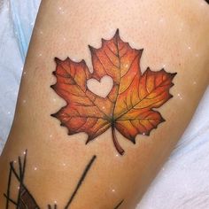 Inspiration Fall Leg Tattoo, Fall Sleeve Tattoos For Women, Fall Tattoo Sleeve Autumn Leaves, Fall Tatoos Autumn Leaves, Fall Tattoos Autumn, October Themed Tattoos, Fall Leaf Tattoo Autumn, Fall Leaves Tattoo Autumn, Autumn Theme Tattoo