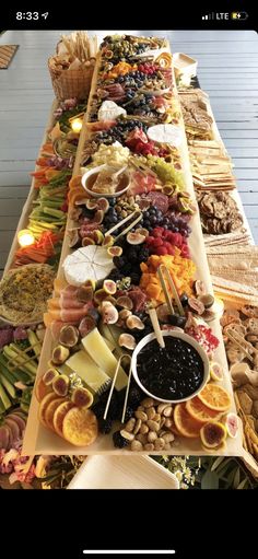 a long table filled with lots of food