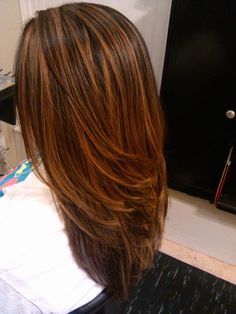 Love this color. It's a mixture of copper, brown, and possibly some golden highlights. Looks really natural and beautiful. Color, Low LIghts, Cut. Hair by: Nellie O | Yelp - Looking for Hair Extensions to refresh your hair look instantly? @KingHair focus on offering premium quality remy clip in hair. Brown Hair With Lowlights, Hair Highlights And Lowlights, Hair Color Auburn, Low Lights Hair, Trendy Hair Color, Hair Color Highlights, Light Hair