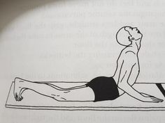 a drawing of a person laying on a mat with one leg up and the other half down