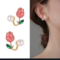 Newbeautiful!! Tulip And Faux Pearl Earrings In Gold. Post Backings With Lock Closures. Perfect For Yourself Or As A Gift. Very Unique And Different. Suitable For All Occasions. Suitable For Most Ages. Perfect Earrings To Wear For The Easter Holiday Or In The Spring. Nwt Pink Elegant Flower Earrings For Valentine's Day, Elegant Pink Flower Earrings For Valentine's Day, Pink Flower-shaped Earrings For Valentine's Day, Pink Flower Earrings For Mother's Day, Feminine Pink Pearl Earrings For Party, Pink Feminine Pearl Earrings, Anthropologie Earrings, Flower Cut Out, Diamond Shape Earrings