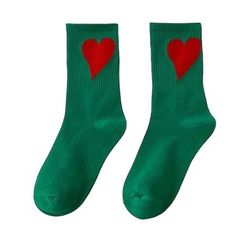 Make these socks a part of your aesthetic outfit 💚Free SizeMaterial: Cotton, Polyester Casual Green Socks For Winter, Trendy Winter Socks, Trendy Green Fall Socks, Casual Green Winter Socks, Aesthetic Socks Png, Yk2 Socks, Y2k Socks, Trendy Green Cotton Socks, Green Heart Socks