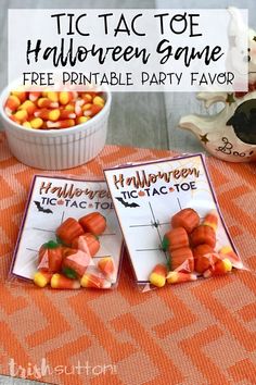 halloween games for kids to play on the table with candy corn and jack - o'- lanterns