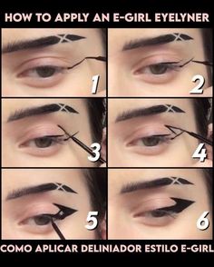 Alternative Eyeliner Hooded Eyes, Eyeliner Inspo Hooded Eyes, Alternative Makeup Hooded Eyes, Eyeliner E Girl, E Girl Makeup Looks, Egirl Eyeliner Ideas, Egirl Eyeliner Tutorial, E Girl Eyeliner, Alternative Makeup Eyeliner