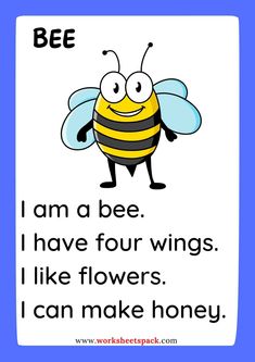 a bee saying i am a bee i have four wings like flowers i can make honey