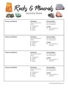 rocks and minerals worksheet for kids to learn how to use the rocks