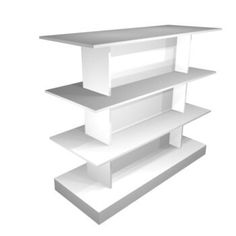 three white shelves stacked on top of each other