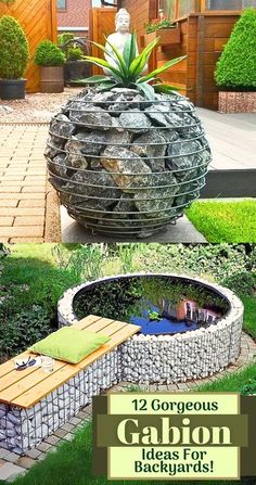 an outdoor garden with plants and rocks in it