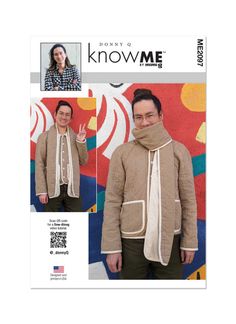 an image of a man wearing a sweater and scarf with the words know me written on it