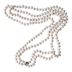 Pearl Necklace With Vintage Diamond Clasp | Chairish