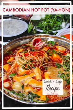 a large pan filled with food on top of a table