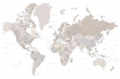 the world map is shown in shades of gray and beige, with countries marked on each side