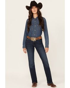 93% cotton / 6% T-400 / 1% elastane Zip-fly with button closure Cowgirl Clothes, Ariat Jeans, Kimes Ranch, Riding Jeans, Boot Barn, Boot Cut Denim, Slim Fit Trousers, Stretch Jeans, Bootcut Jeans