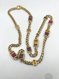 Vintage Gorgeous YSL necklace .  A perfect addition to any jewelry collection .  Made in france . Timeless appeal. Ysl Necklace, Cuban Chain Necklace, Vintage Ysl, Cuban Chain, Crystal Glass, Made In France, Jewelry Necklace Pendant, Pendant Necklaces, Jewelry Collection