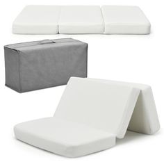 three different types of mattresses and pillows