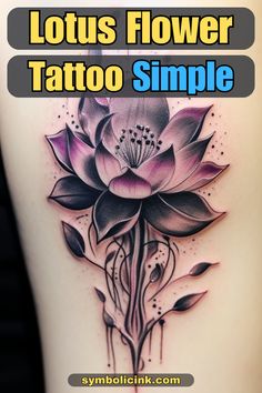 Lotus Flower Tattoo Simple Lotus Flower Tattoo Inner Wrist, Meaningful Lotus Tattoos For Women, Lotus Calf Tattoos For Women, Lotus Calf Tattoo, Lotus Cherry Blossom Tattoo, Dot Lotus Tattoo, Lotus Tattoo With Color, Lutos Tattoo Design Lotus Flowers