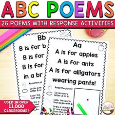 two posters with the words abc and b are shown