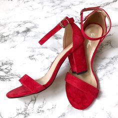 FREE SHIPPING 2018 Chunky High Heels Party Dress Sandals Big Size 42 JKP1194 Red Suede Heels For Party, Summer Party Heels In Suede, Summer Party Suede Heels, Suede Sandals With 4-inch Heel For Party, Red Stacked Heel Block Heels For Party, Red Block Heels With Stacked Heel For Party, Low Heel Suede Party Heels, High Heel Suede Sandals For Party, Suede Low Heel Party Heels