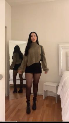 Cold Thanksgiving Outfit, Winter Fits Skirt Tights, Thanksgiving Baddie Outfits, Thanksgiving Fits Baddie, Black Skirt And Tights Outfit Aesthetic, Simple Thanksgiving Outfits, Baddie Thanksgiving Outfits, Grunge Coquette Winter Outfits, Casino Night Outfit