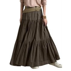 ZANZEA Women Casual Vintage Long Pleated High Waist Maxi Skirts Size: L.  Color: Brown.  Gender: female.  Age Group: adult. Long Skirt Summer, Ruffle Maxi Skirt, Retro Skirt, High Waisted Maxi Skirt, Elastic Waist Skirt, Elegant Skirt, Empire Dress, Boho Skirts, Summer Fabrics