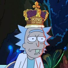 the simpsons character is wearing a crown on top of his head in front of an underwater scene