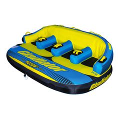 an inflatable raft with four seats on it