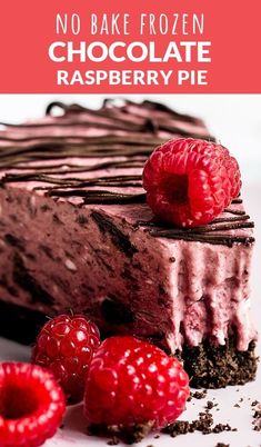 no bake frozen chocolate raspberry pie