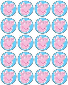 pig faces in pink and blue circles on a white background