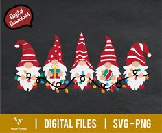 christmas gnomes with gifts svg file