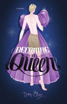 the cover of becoming queen by dan oley, with an illustration of a woman in a purple dress