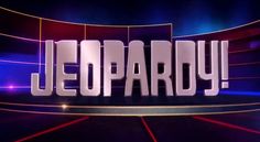 the words jeeppardy are displayed on a television screen