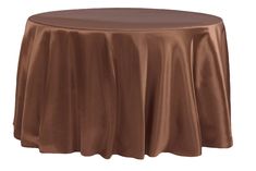 a round table covered in brown satin