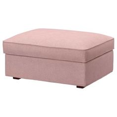 the footstool is made from fabric and has a light pink cover on it