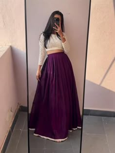 Traditional Trendy Outfits, Blouse Design Ideas For Lehenga, Stitched Lehenga Ideas Simple, Skirt Top Indian Outfit Wedding, Tops On Skirts Indian, Housewarming Outfit Ideas Indian, Cotton Saree Reuse Ideas, Indian Long Skirt, Lehenga Choli Ideas