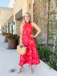 Style Floral Dress, Dinner Dresses, Pink Ruffle Dress, Halter Style Dress, Rehearsal Dinner Dresses, Ruffled Dress, Coral Dress