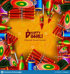 happy diwali background with colorful crayons