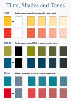 the color chart for shades and tones