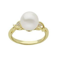 A luminous freshwater cultured pearl and genuine white topaz accents give this PearLustre by Imperial ring sophisticated style. Comes in a gift box. RING DETAILSWidth: 9 mm Size: 7Metal: 14k gold over sterling silverCULTURED PEARL DETAILSType: freshwaterShape: roundSize: 9-9.5 mmColor: whiteSTONE DETAILSStone type: genuine white topazTotal weight: .03 ct.Shape: roundSetting: prongGemstones may have been treated to enhance their appearance. Special care may be required. Please visit our Gemstone Pearl Promise Rings, Cultured Pearl Ring, Box Ring, Right Hand Rings, White Gold Jewelry, White Topaz, Cultured Pearls, Pearl Ring, Yellow Gold Rings