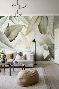 Image of a Tropical Leafy Forest Wallpaper from HappyWall Forest Room Decor, Wallpaper Bedroom Feature Wall, Forest Room, Tropical Wallpaper, Forest Wallpaper, Leaf Wallpaper, Wallpaper Living Room, Wallpaper Bedroom, Tropical Decor