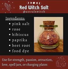 Witch Salt, Types Of Salt, Red Salt, Red Witch, Green Witchcraft