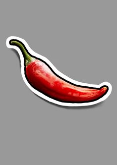 a red chili pepper sticker on a gray background