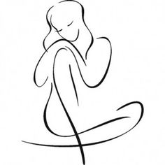 a drawing of a woman sitting on the floor with her hands behind her head and arms crossed