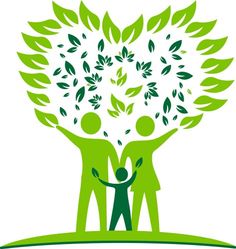 two people are standing under a tree with leaves on it and the words green is in front of them