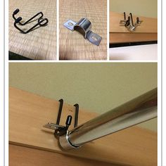 there are four different pictures of the door handle and latches on this door frame