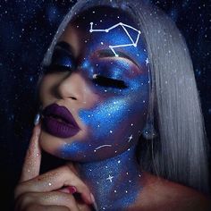 Makeup Looks School, Libra Costume, Libra Makeup Looks, Zodiac Makeup Looks, Libra Makeup, 28th Birthday Photoshoot, Celestial Costume, Astrology Nails, Astrology Makeup