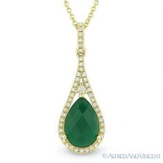 The featured pendant is cast in 14k yellow gold and showcases a finely crafted tear-drop design adorned with a pear-shaped checkerboard green agate and round cut diamond accents. Your purchase will include a 30-Day Exchange or Money-Back Guarantee, a Free 16-inch 14k gold chain, & Free US Shipping. Please email us for more details regarding this listing. Size: one size.  Color: Metal Type.  Gender: female.  Age Group: adult. Drop Design, Green Agate, Drops Design, Drop Pendant, Tear Drop, Round Cut Diamond, Buy 1, Pear Shaped, Gold Chain